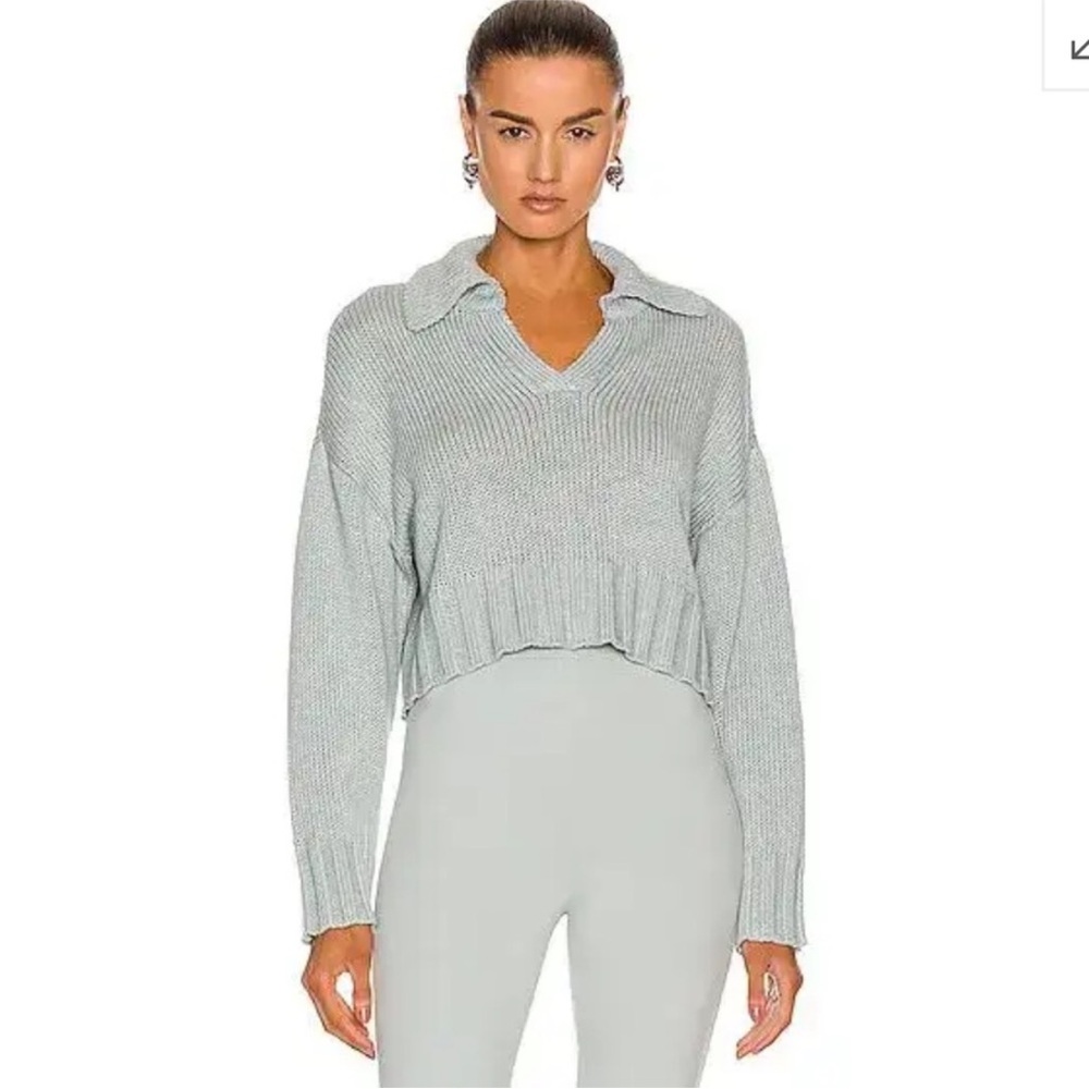 Sablyn Julie Collared Knit Sweater - Light Blue, Size Large, Transitional